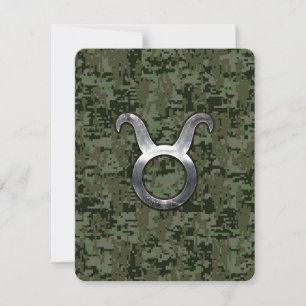 Carte Symbole Taurus Zodiac sur Camo numérique vert