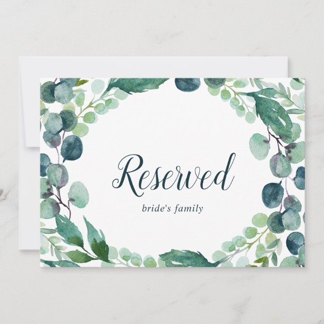 Carte Symbole vert luxuriant et Eucalyptus Réservé (Devant)