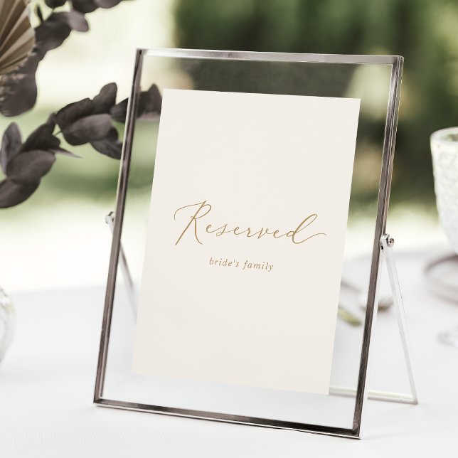 Carte Symbole vertical de l'or et de la crème (Delicate Gold and Cream Vertical Reserved Sign)