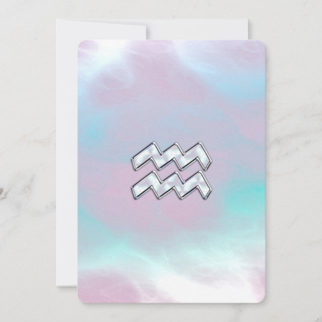 Carte Symbole Zodiaque Aquarius sur Mère de Pearl Nacre (Devant)
