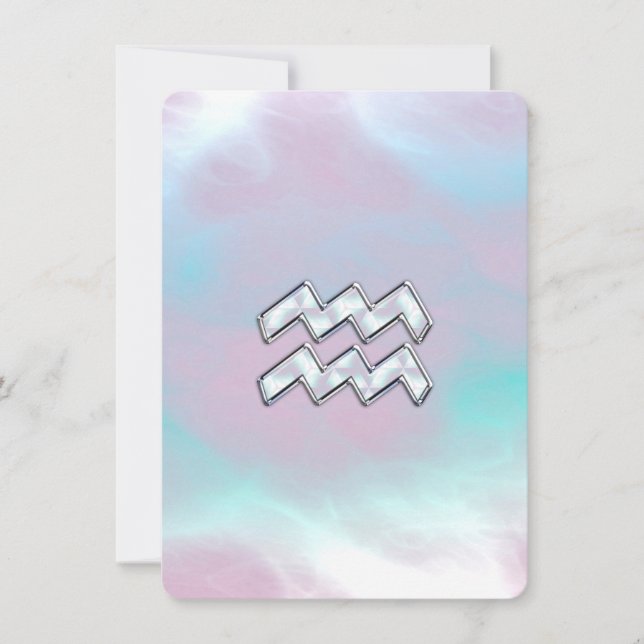 Carte Symbole Zodiaque Aquarius sur Mère de Pearl Nacre (Devant)