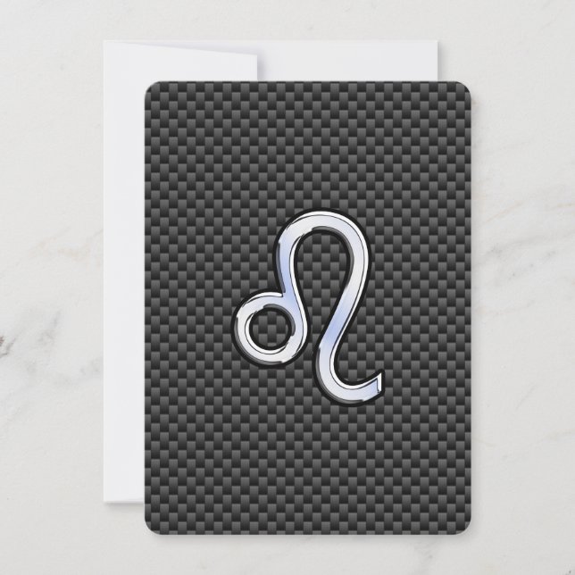 Carte Symbole Zodiaque Leo d'argent sur l'impression de  (Devant)