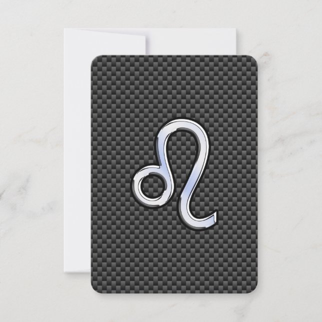 Carte Symbole Zodiaque Leo d'argent sur l'impression de  (Devant)