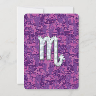 Carte Symbole Zodiaque Scorpio sur Camo numérique rose