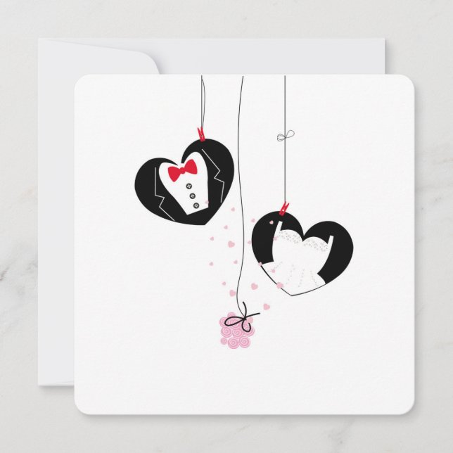 Carte Symboles de mariage suspendus. Mariée marié (Devant)