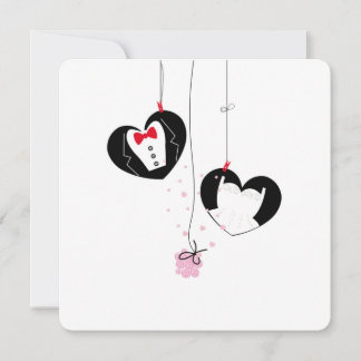 Carte Symboles de mariage suspendus. Mariée marié