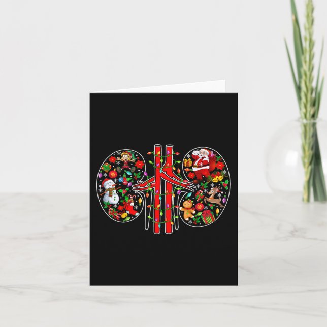 Carte Symboles de Noël Père Noël Elf Kidneys Forme la te (Devant)