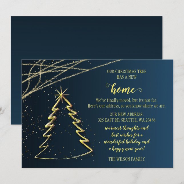 Carte Sympa arbre de Noël Nous avons déplacé les vacance (Devant / Derrière)