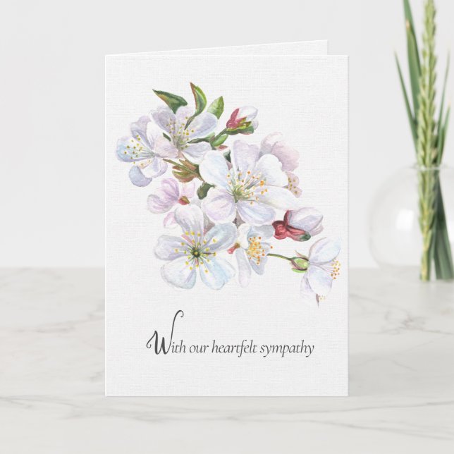Carte Sympathie à la floraison blanche (Devant)