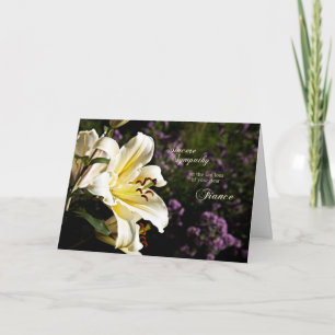 Carte Sympathie à la mort d'un fiancé.
