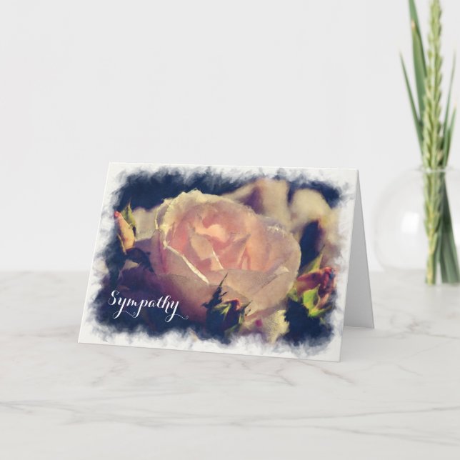 Carte Sympathie Aquarelle Beau Rose de pêche (Devant)
