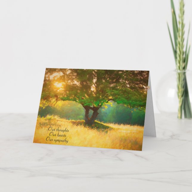 Carte sympathie arbre impressionniste en lumière dorée (Devant)