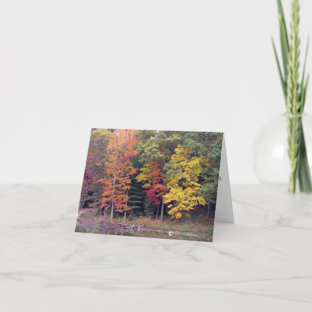 Carte Sympathie - arbres d'automne et lac (Devant)