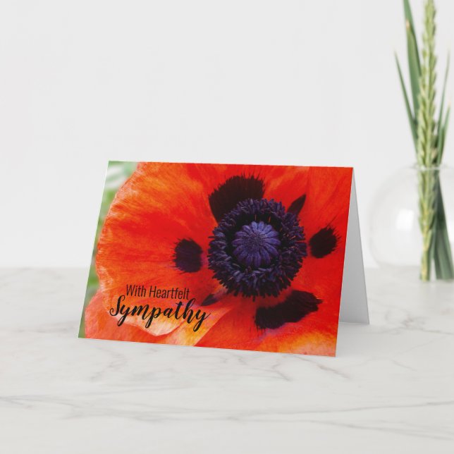 Carte Sympathie au coeur de la fleur de pavot (Devant)