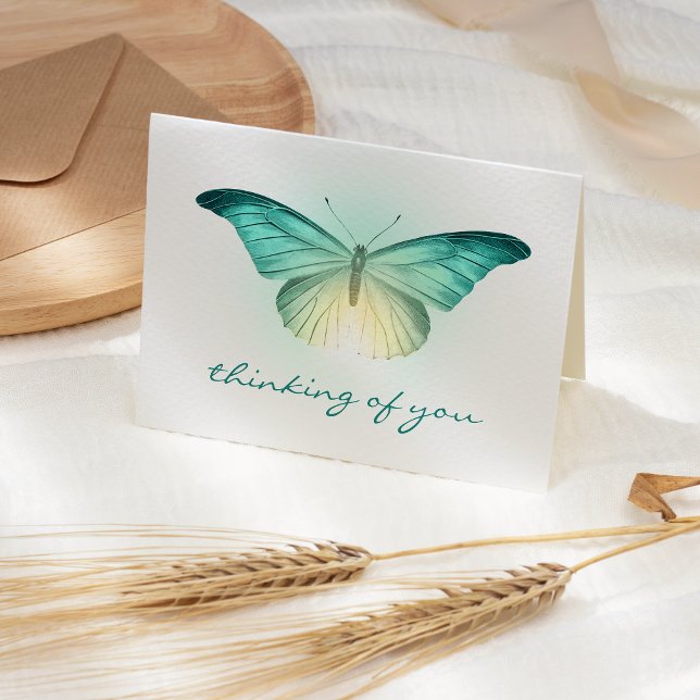 Carte Sympathie aux papillons turquoise radieux (Créateur téléchargé)
