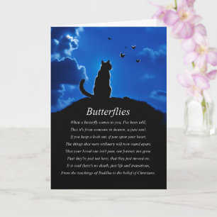 Carte Sympathie avec le chat et les papillons et le spir