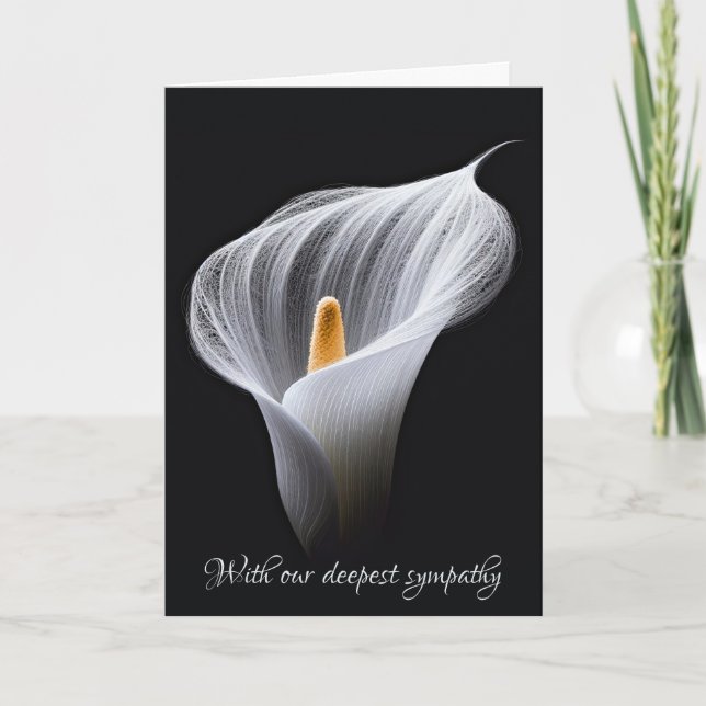Carte Sympathie Blanc Calla Lily Sur Noir (Devant)