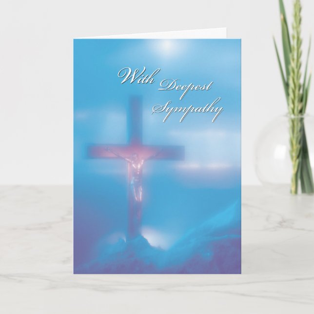 Carte Sympathie bleue Crucifix 2845 (Devant)