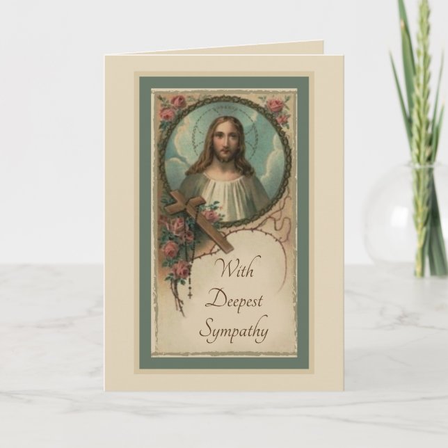 Carte Sympathie Catholique Requiem Messe Offrant Jésus (Devant)