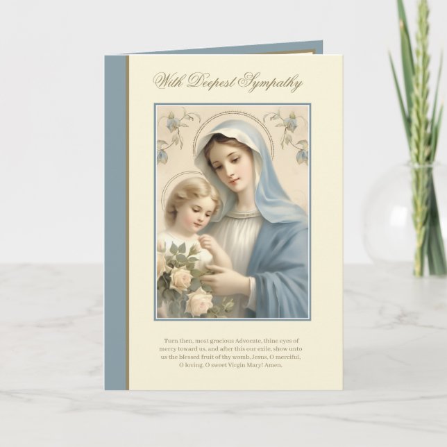 Carte Sympathie Condolence Vierge Marie Jésus (Devant)