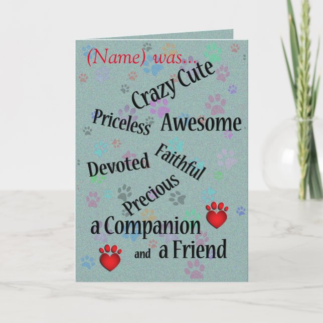 Carte Sympathie de chat ou de chien (Devant)