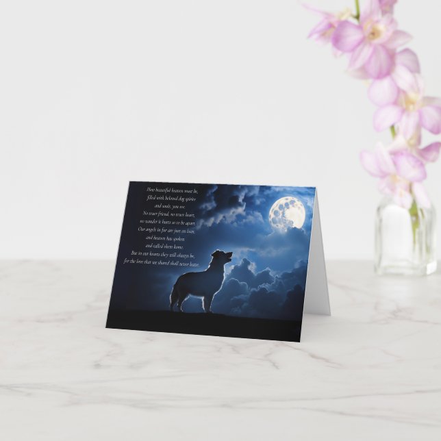 Carte Sympathie de chien avec poème spirituel Ciel Chien (Orchidée)