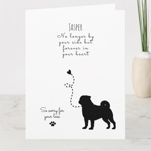 Carte Sympathie de chien, nom personnalisé. Perte  (Devant)