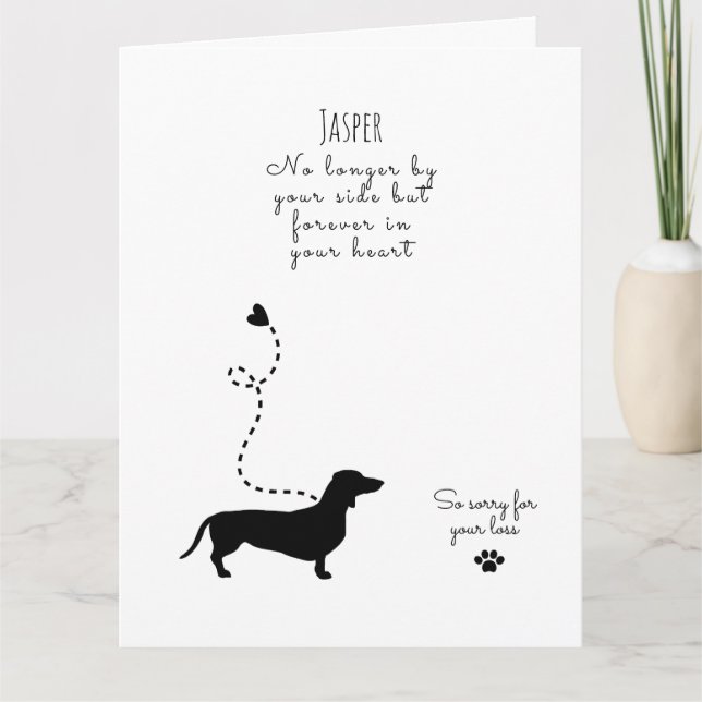 Carte Sympathie de chien, nom personnalisé. Perte  (Devant)