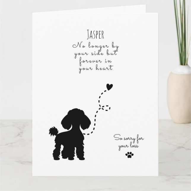 Carte Sympathie de chien, nom personnalisé. Perte  (Devant)