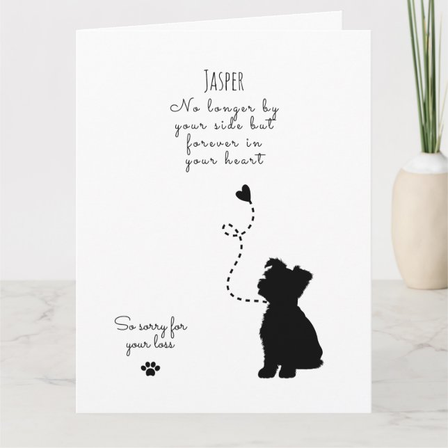 Carte Sympathie de chien, nom personnalisé. Perte  (Devant)
