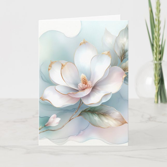 Carte Sympathie de la fleur de Magnolia blanche (Devant)