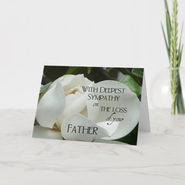 Carte Sympathie de la perte de votre père-Blanc Magnolia (Devant)