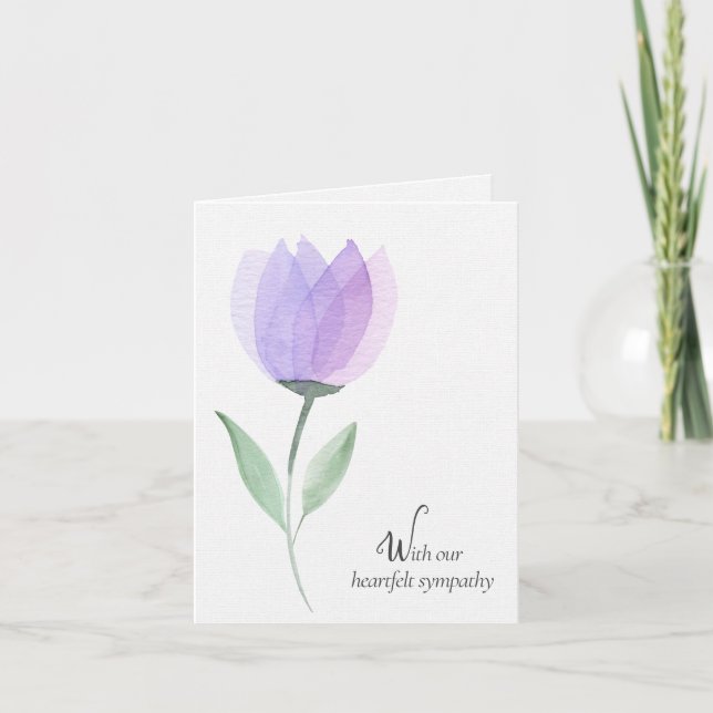 Carte Sympathie de la tulipe d'aquarelle violette (Devant)