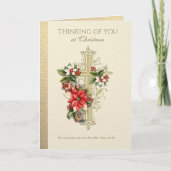 Carte Sympathie de Noël catholique Condolence Poinsettia