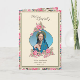 Carte Sympathie élégante Vierge Marie Roses roses roses