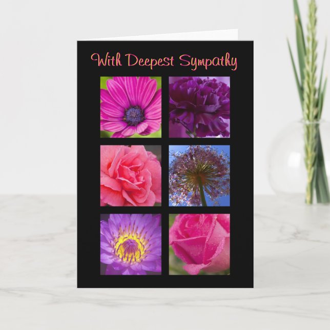 Carte Sympathie - Fleurs violettes roses (Devant)
