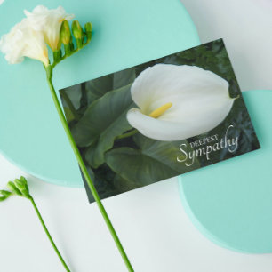 Carte Sympathie florale blanche Calla Lily