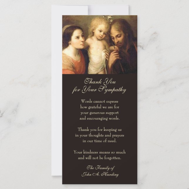 Carte Sympathie funéraire catholique Sainte-Famille (Devant)