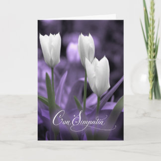 Carte Sympathie italienne violet avec tulipes blanches
