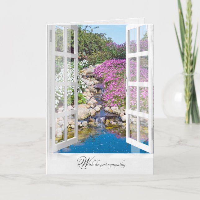Carte sympathie jardin rocheux avec cascades dans la fen (Devant)