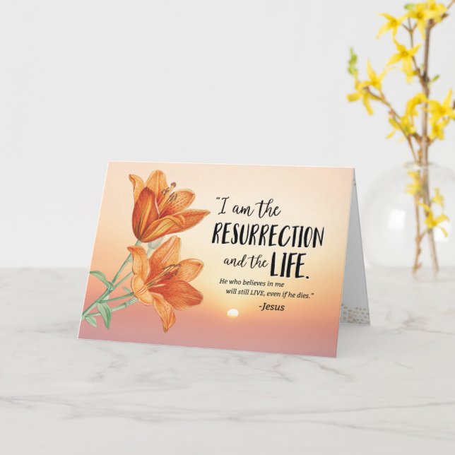 Carte Sympathie, je suis la Résurrection et la Vie (Fleur jaune)