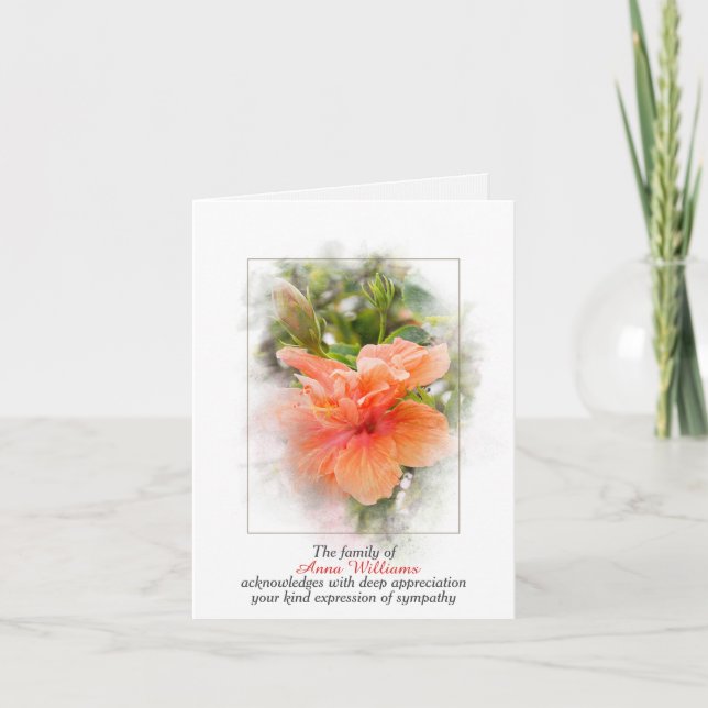 Carte Sympathie Merci Orange Hibiscus (Devant)