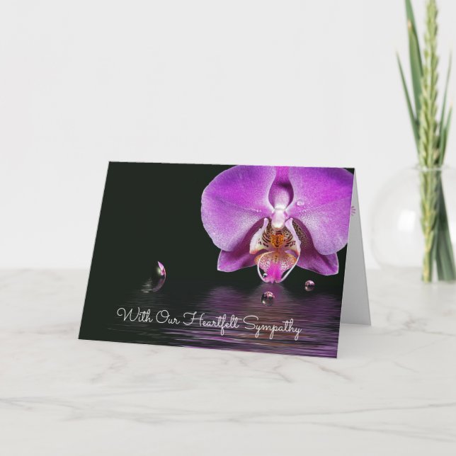 Carte Sympathie Orchidée rose et bulles (Devant)