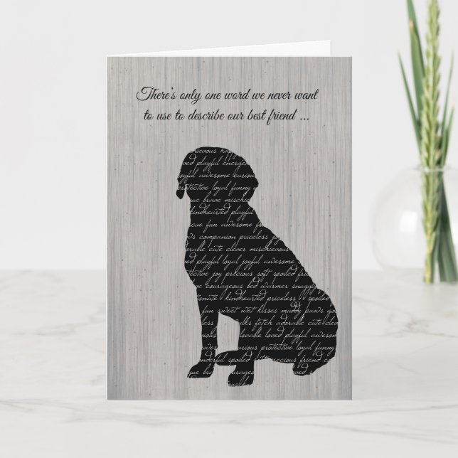 Carte Sympathie, Perte de chien, Collage de mots (Devant)