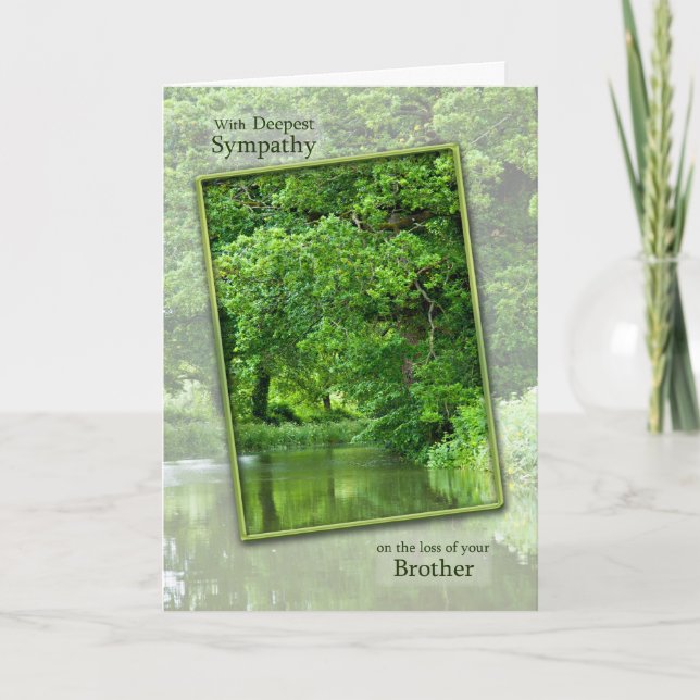 Carte Sympathie perte de frère, scène de rivière tranqui (Devant)