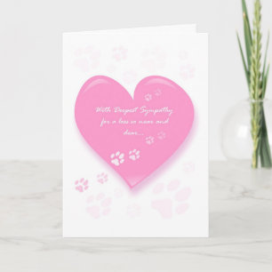 Carte Sympathie pour animaux - Coeur rose & Pawpri