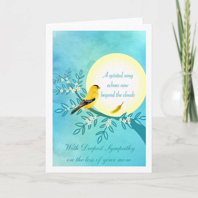 Carte Sympathie pour la perte de maman, Oiseau Goldfinch (Devant)