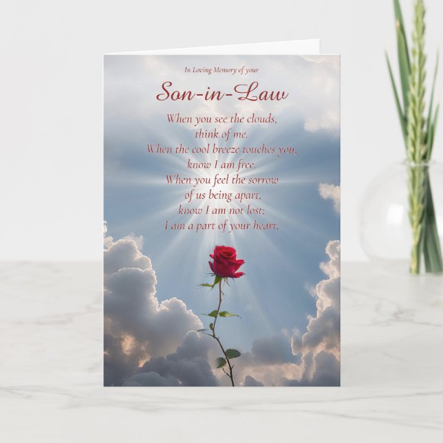 Carte Sympathie pour la perte de son en droit Rose uniqu (Devant)