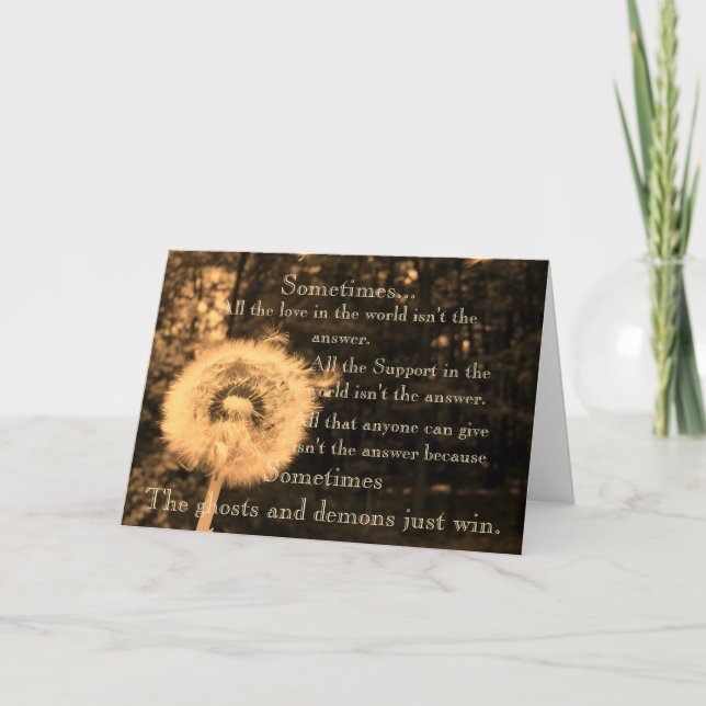 Carte Sympathie pour la perte de suicide (Devant)