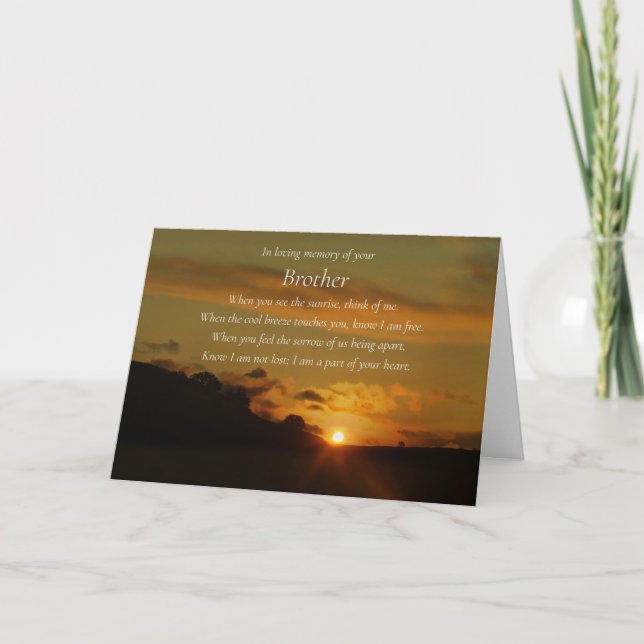 Carte Sympathie pour la perte du poème spirituel frère (Devant)